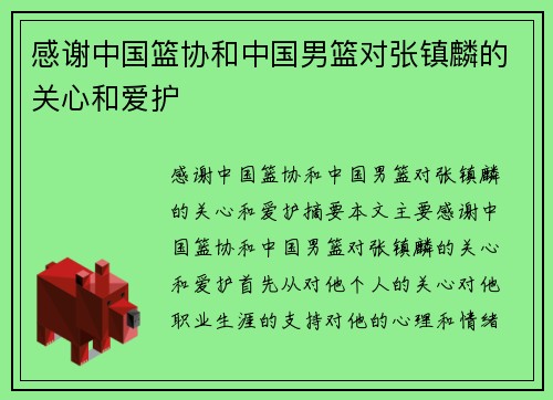 感谢中国篮协和中国男篮对张镇麟的关心和爱护